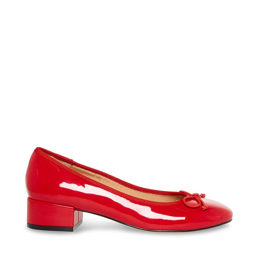 Steve Madden Womens Cherish Red Bow Slip On Block Heel Pumps Shoes New in Box